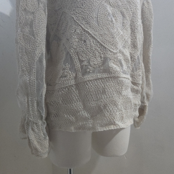 Ultra pink | Cream Textured layered cottagecore Sweater - Picture 3 of 10